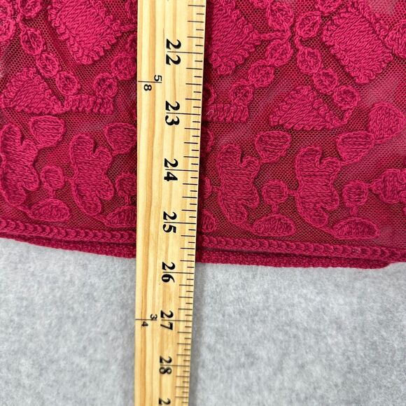 Everleigh Top Womens Small Maroon Red Lace Short Sleeve Sheer - Picture 6 of 8